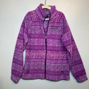Columbia Girl's Benton Springs II Fleece Jacket Purple Fair Isle Size Medium
